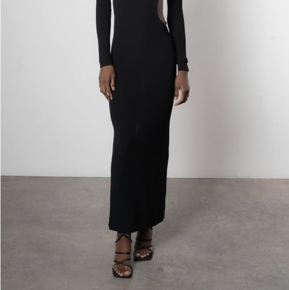 AYA MUSE Gigi Knit Dress Black Side‎ Cut Out Size Small Luxury Minimalist - Picture 8 of 12